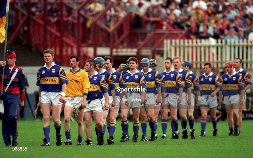 17 August 1997; The Tipperary team led by captain Conor Gleeson in the pre-match parade ahead of the Guinness All-Ireland Senior Hurling Championship Semi-Final match between Tipperary and Wexford at Croke Park in Dublin. Photo by David Maher/Sportsfile