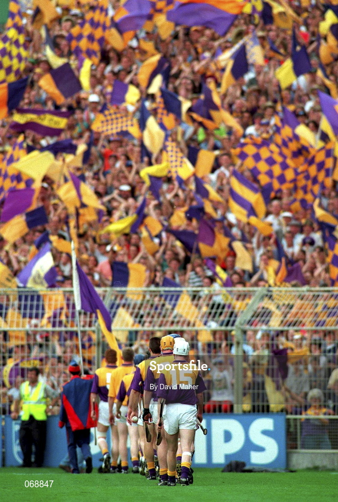 17 August 1997; Wexford players marching in the parade during the Guinness All-Ireland Senior Hurling Championship Semi-Final match between Tipperary and Wexford at Croke Park in Dublin. Photo by David Maher/Sportsfile