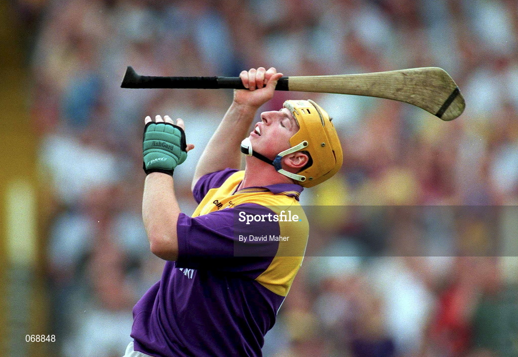 17 August 1997; Garry Laffan of Wexford reacts after missing a goal chance during the Guinness All-Ireland Senior Hurling Championship Semi-Final match between Tipperary and Wexford at Croke Park in Dublin. Photo by David Maher/Sportsfile