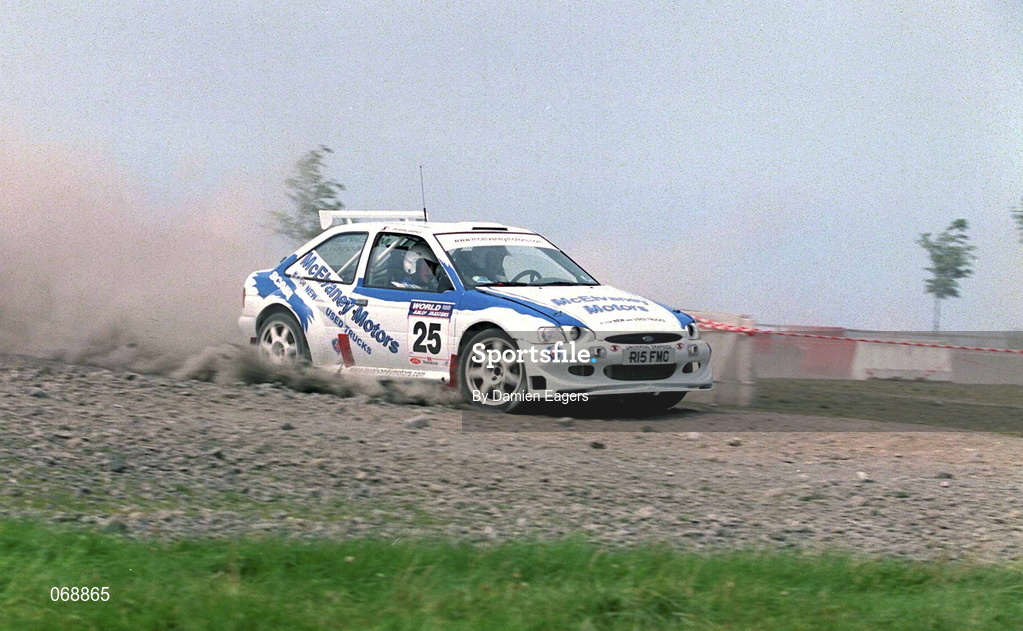 28 July 2001; Adrian McElvaney in his Ford Escort Maxi during the World Rally Masters Championships 2001 at Punchestown in Kildare. Photo by Damien Eagers/Sportsfile