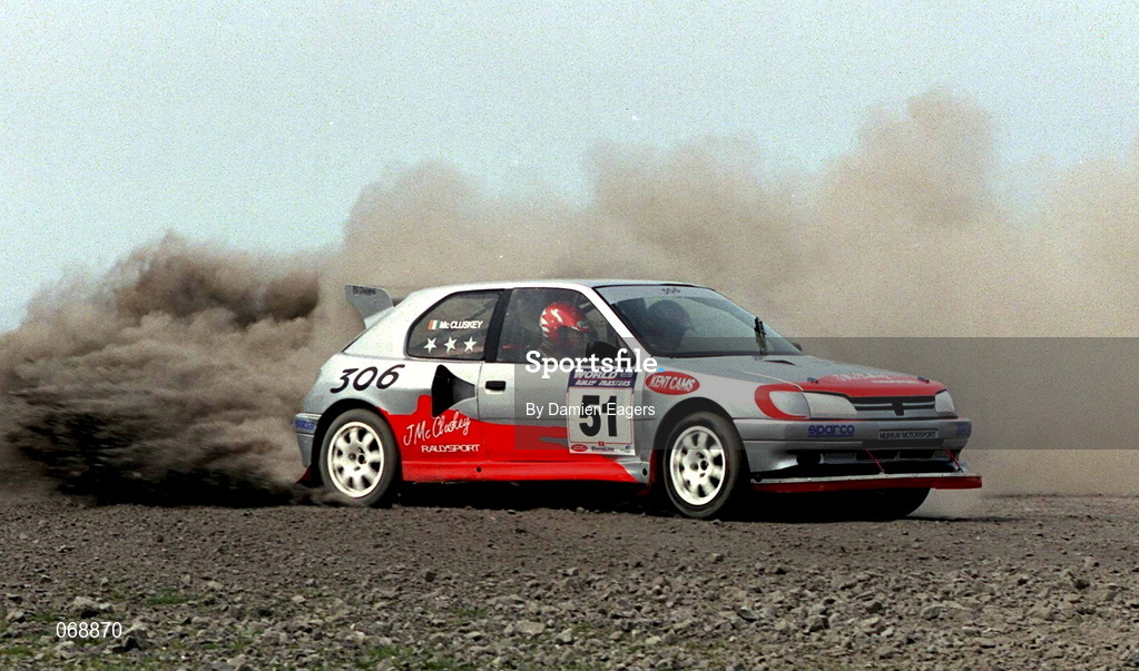 28 July 2001; John McCluskey in his Peugeot 306 during the World Rally Masters Championships 2001 at Punchestown in Kildare. Photo by Damien Eagers/Sportsfile