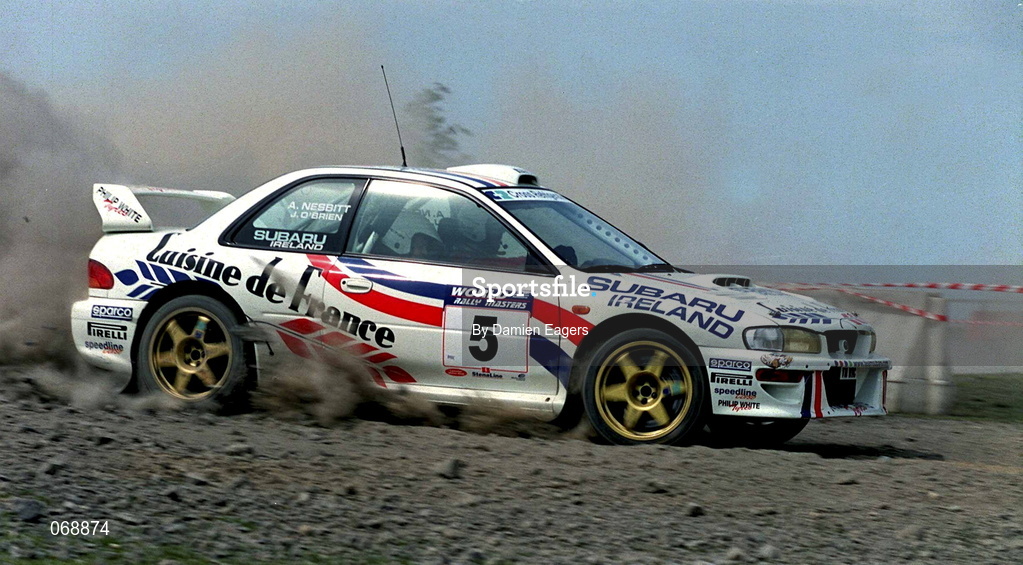 28 July 2001; Andrew Nesbitt in his Subaru Impreza during the World Rally Masters Championships 2001 at Punchestown in Kildare. Photo by Damien Eagers/Sportsfile