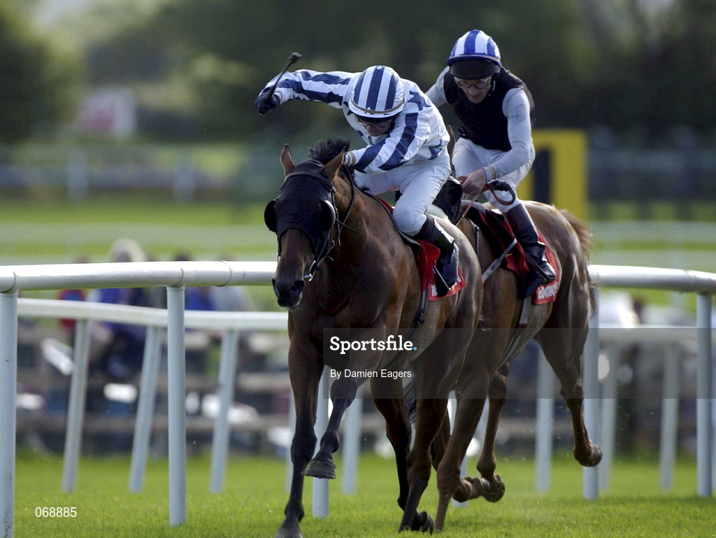 31 July 2001; Sheer Tenby, with Colm O'Donoghue up, races clear of Free To Speak, Pat Shanahan, to win the McDonagh European Breeders Fund Handicap during day 2 of the Galway Summer Racing Festival at Ballybrit Racecourse in Galway. Photo by Damien Eagers/Sportsfile