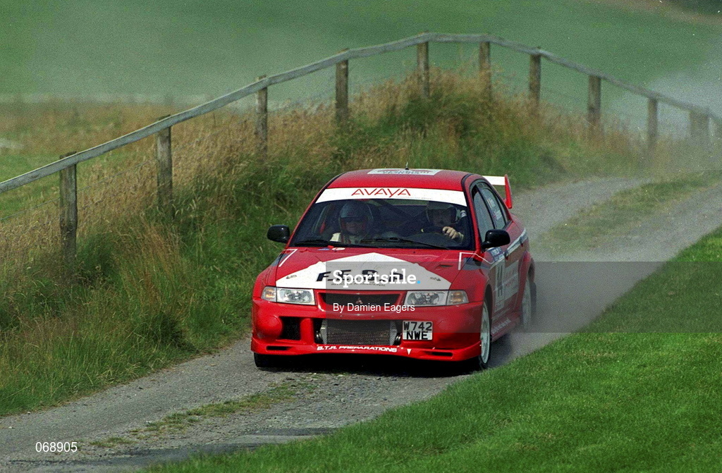 28 July 2001; Roy White in his Mitsubishi Lancer Evolution 5 during the World Rally Masters Championships 2001 at Punchestown in Kildare. Photo by Damien Eagers/Sportsfile