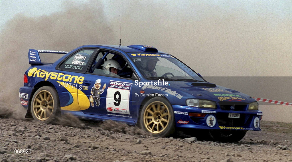 28 July 2001; Daniel Doherty in his Subaru Impreza during the World Rally Masters Championships 2001 at Punchestown in Kildare. Photo by Damien Eagers/Sportsfile