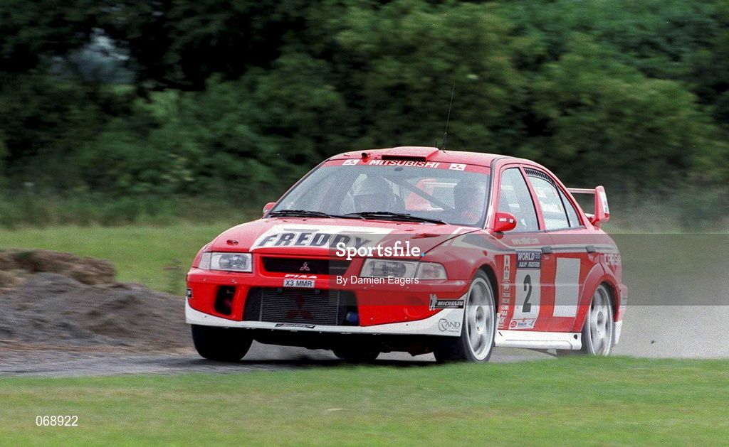 28 July 2001; Freddy Loix in his Mitsubishi Lancer Evolution 5 during the World Rally Masters Championships 2001 at Punchestown in Kildare. Photo by Damien Eagers/Sportsfile