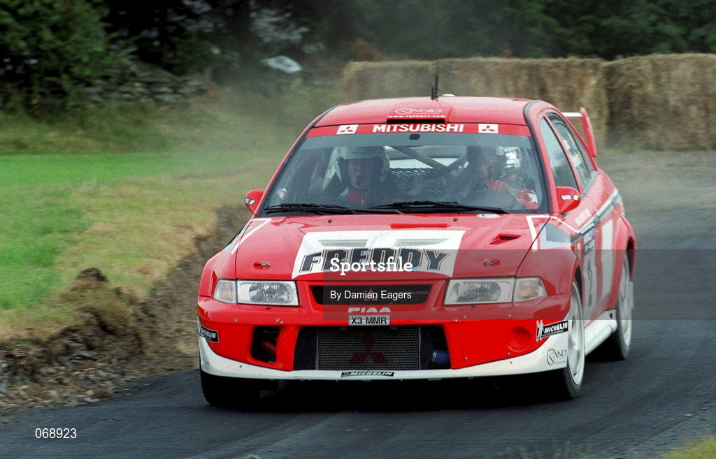 28 July 2001; Freddy Loix in his Mitsubishi Lancer Evolution 5 during the World Rally Masters Championships 2001 at Punchestown in Kildare. Photo by Damien Eagers/Sportsfile