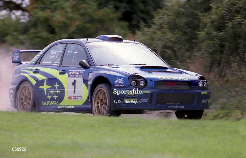 28 July 2001; Richard Burns in his Subaru Impreza during the World Rally Masters Championships 2001 at Punchestown in Kildare. Photo by Damien Eagers/Sportsfile