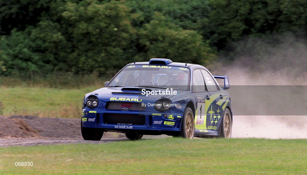 28 July 2001; Richard Burns in his Subaru Impreza during the World Rally Masters Championships 2001 at Punchestown in Kildare. Photo by Damien Eagers/Sportsfile
