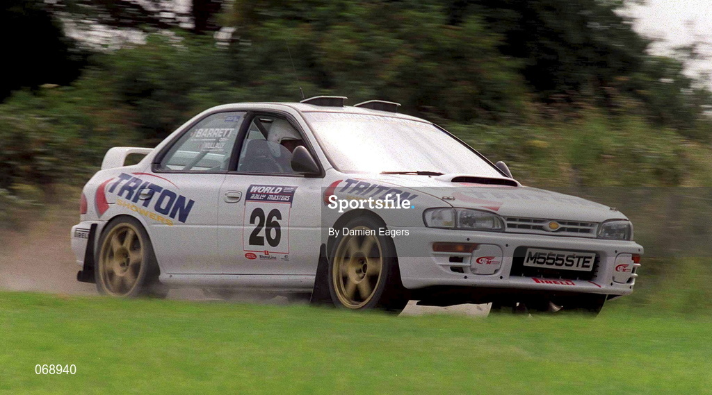 28 July 2001; Kevin Barrett in his Subaru Impreza during the World Rally Masters Championships 2001 at Punchestown in Kildare. Photo by Damien Eagers/Sportsfile