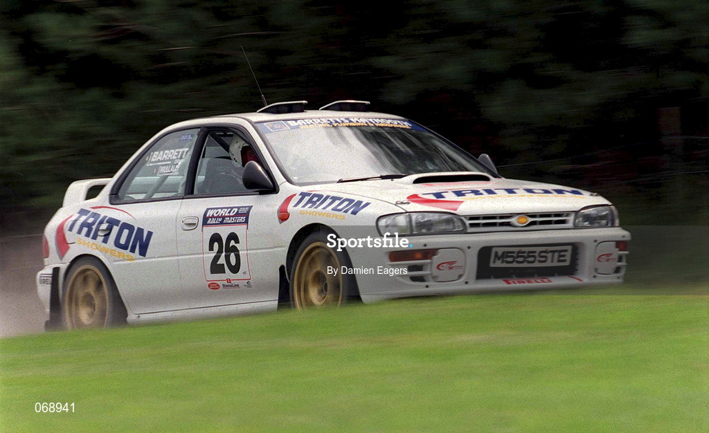 28 July 2001; Kevin Barrett in his Subaru Impreza during the World Rally Masters Championships 2001 at Punchestown in Kildare. Photo by Damien Eagers/Sportsfile