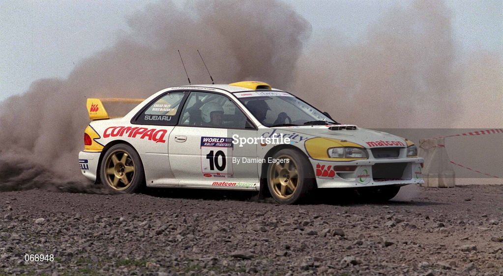 28 July 2001; Derek McGarrity in his Subaru Impreza during the World Rally Masters Championships 2001 at Punchestown in Kildare. Photo by Damien Eagers/Sportsfile