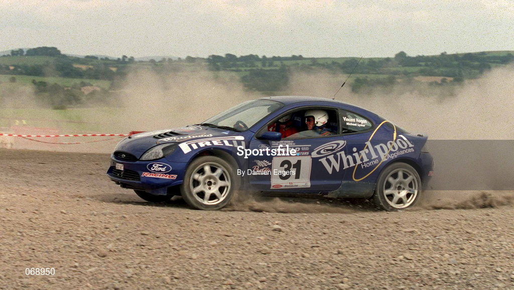 28 July 2001; Michael Lyster in his Ford Puma during the World Rally Masters Championships 2001 at Punchestown in Kildare. Photo by Damien Eagers/Sportsfile