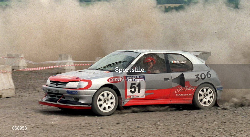 28 July 2001; John McClusky in his Peugeot 306 during the World Rally Masters Championships 2001 at Punchestown in Kildare. Photo by Damien Eagers/Sportsfile