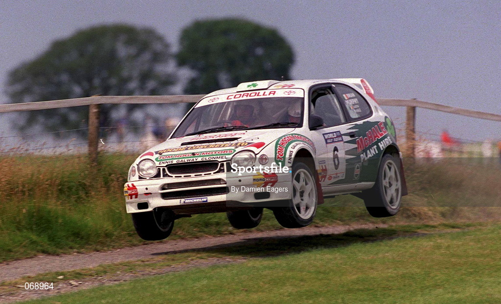28 July 2001; Austin McHale in his Toyota Corolla during the World Rally Masters Championships 2001 at Punchestown in Kildare. Photo by Damien Eagers/Sportsfile