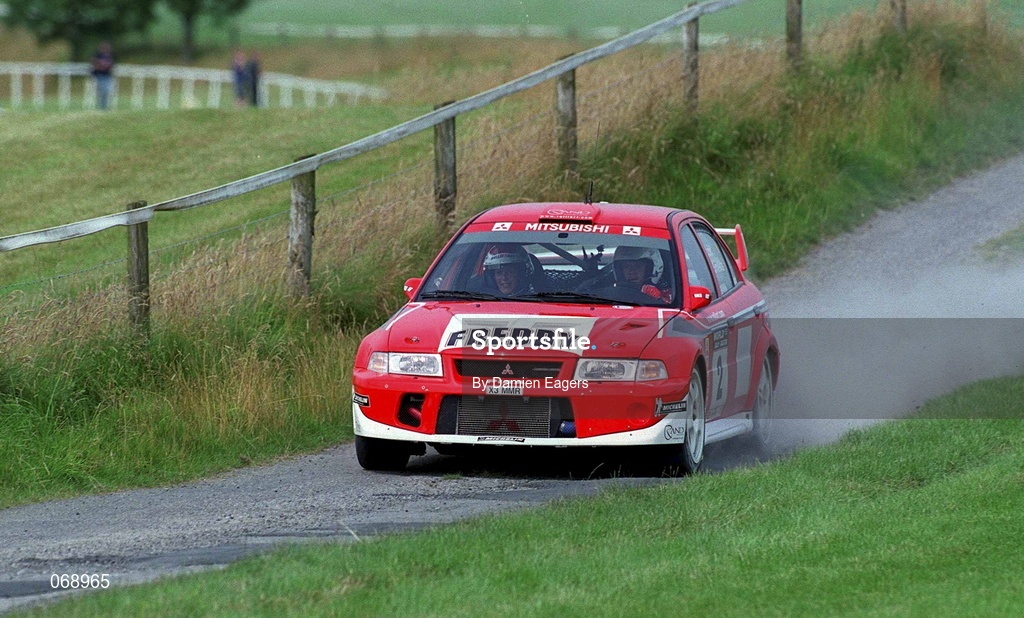 28 July 2001; Freddy Loix in his Mitsubishi Lancer Evolution 5 during the World Rally Masters Championships 2001 at Punchestown in Kildare. Photo by Damien Eagers/Sportsfile