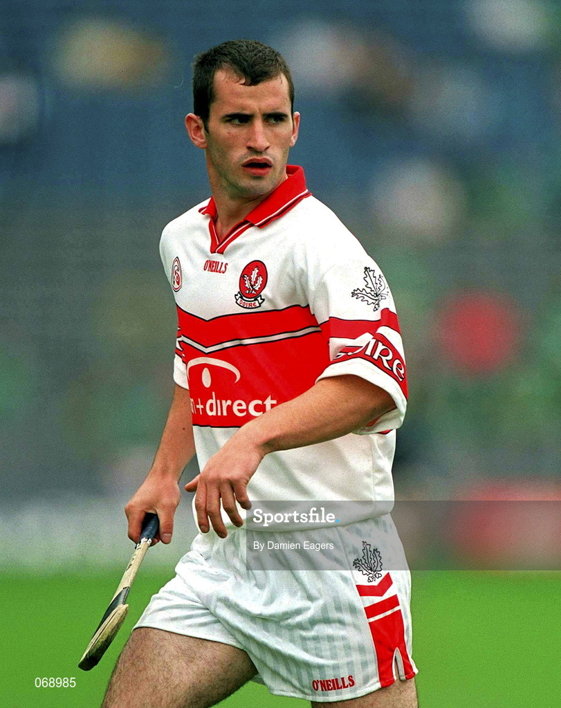 29 July 2001; Padraig Kelly of Derry during the Guinness All-Ireland Senior hurling Championship Quarter-Final match between Galway and Derry at Croke Park in Dublin. Photo by Damien Eagers/Sportsfile