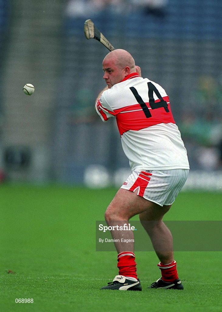 29 July 2001; Geoffrey McGonigle of Derry during the Guinness All-Ireland Senior hurling Championship Quarter-Final match between Galway and Derry at Croke Park in Dublin. Photo by Damien Eagers/Sportsfile