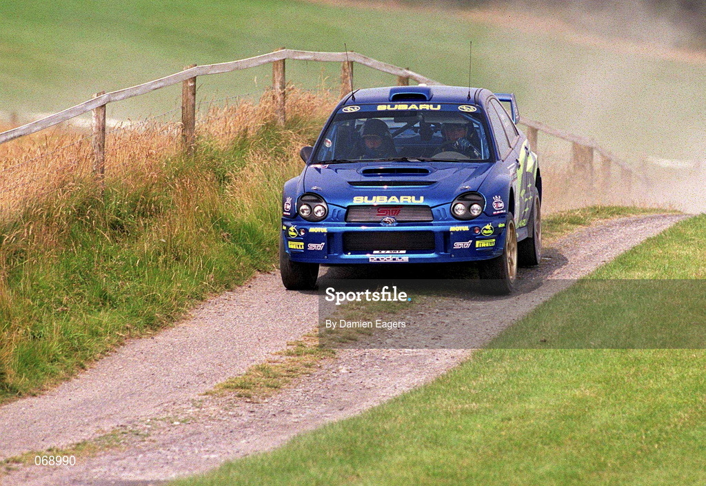 28 July 2001; Richard Burns in his Subaru Impreza during the World Rally Masters Championships 2001 at Punchestown in Kildare. Photo by Damien Eagers/Sportsfile