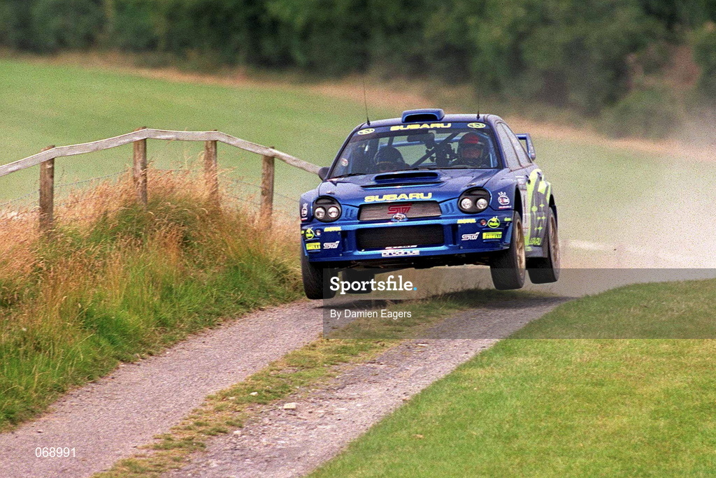 28 July 2001; Richard Burns in his Subaru Impreza during the World Rally Masters Championships 2001 at Punchestown in Kildare. Photo by Damien Eagers/Sportsfile