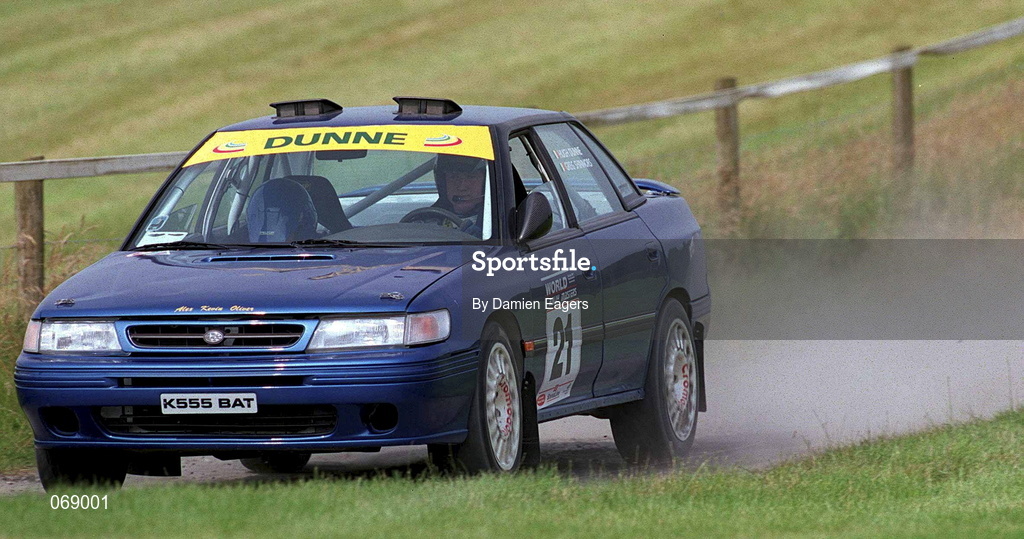 28 July 2001; Hugh Dunne in his Subaru Impreza during the World Rally Masters Championships 2001 at Punchestown in Kildare. Photo by Damien Eagers/Sportsfile