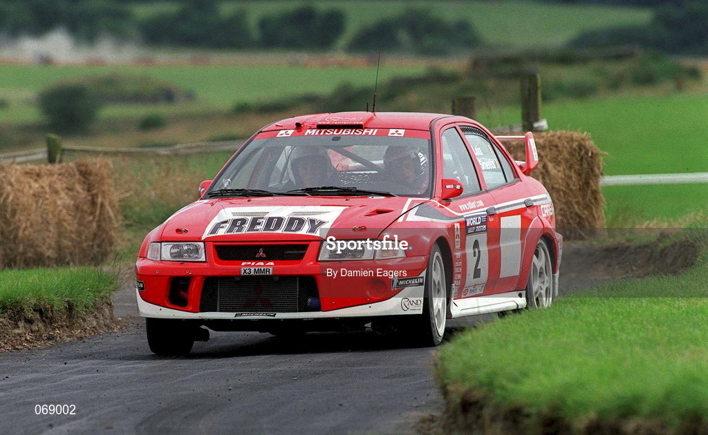 28 July 2001; Feddy Loix in his Mitsubishi Lancer Evolution 5 during the World Rally Masters Championships 2001 at Punchestown in Kildare. Photo by Damien Eagers/Sportsfile