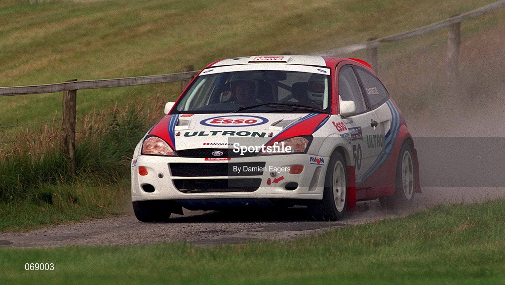 28 July 2001; Dermot Carnegie in his Ford Focus during the World Rally Masters Championships 2001 at Punchestown in Kildare. Photo by Damien Eagers/Sportsfile