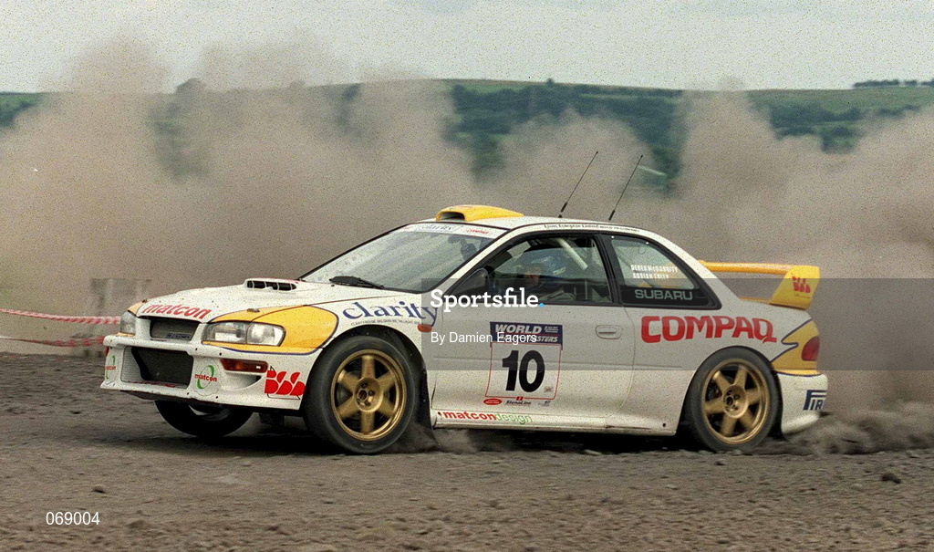 28 July 2001; Derek McGarrity in his Subaru Impreza during the World Rally Masters Championships 2001 at Punchestown in Kildare. Photo by Damien Eagers/Sportsfile