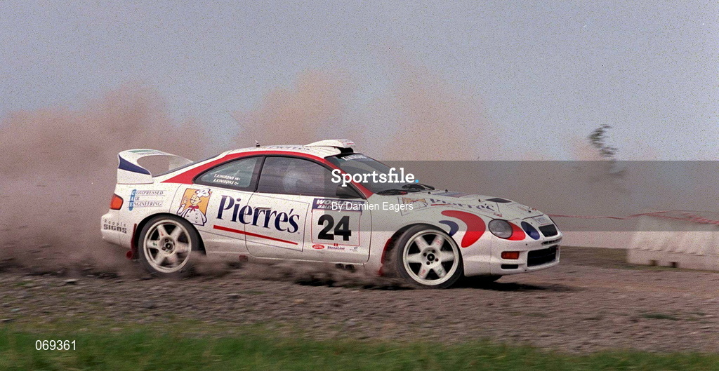 28 July 2001; Eddie Kinirons in his Toyota Celica 205 during the World Rally Masters Championships 2001 at Punchestown in Kildare. Photo by Damien Eagers/Sportsfile