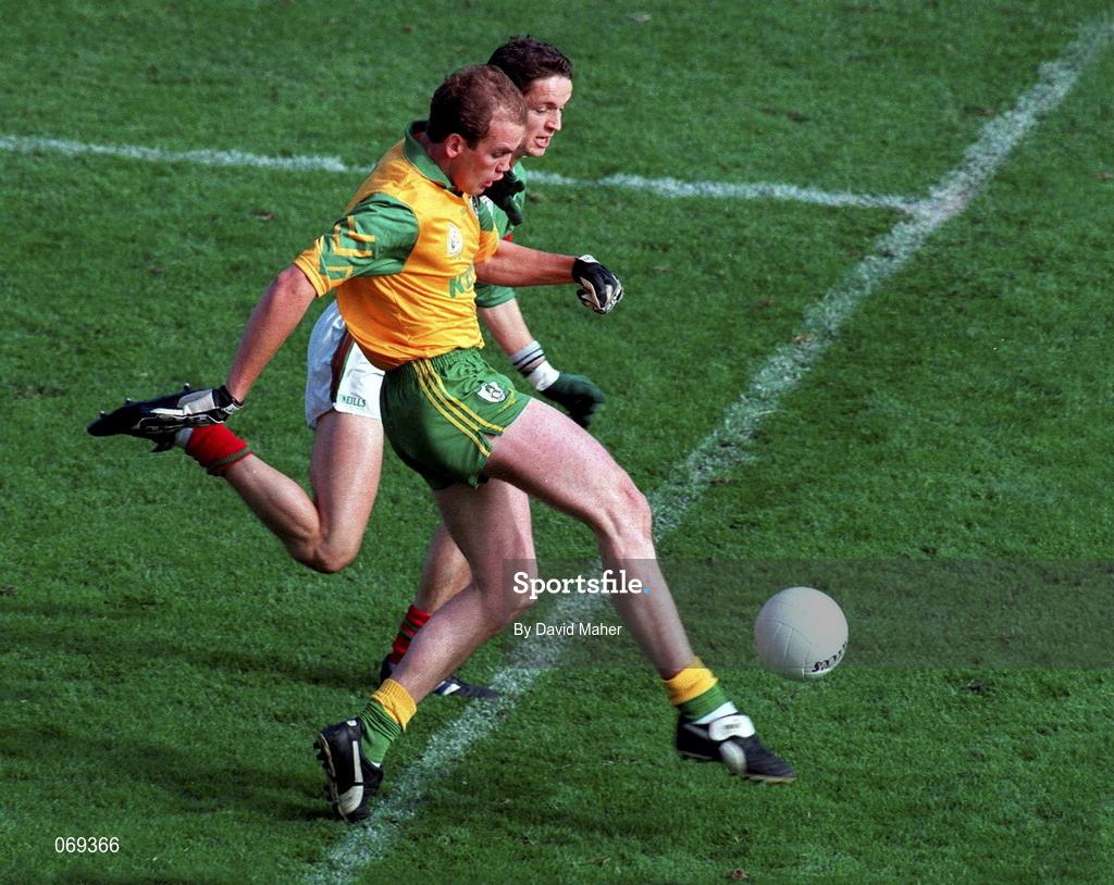 29 September 1996; John McDermot of Meath in action against  Noel Connelly of Mayo during the All-Ireland Senior Football Championship Final Replay match between Meath and Mayo at Croke Park in Dublin. Photo by David Maher/Sportsfile