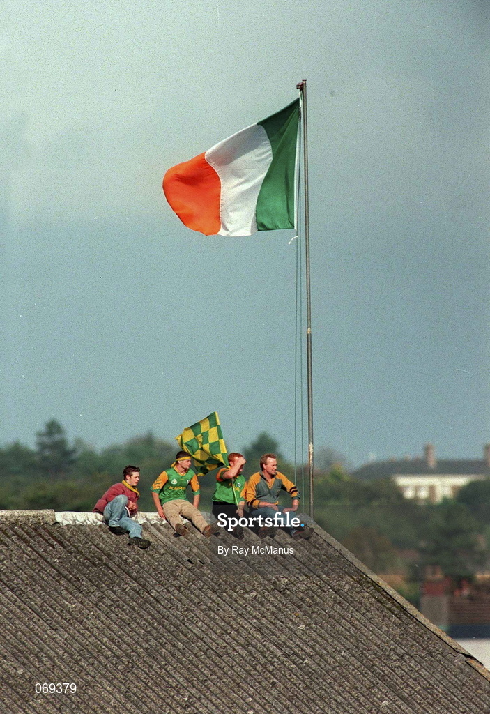 29 September 1996; Meath supporters sit on top of the Nally stand during the game during the All-Ireland Senior Football Championship Final Replay match between Meath and Mayo at Croke Park in Dublin. Photo by Ray McManus/Sportsfile