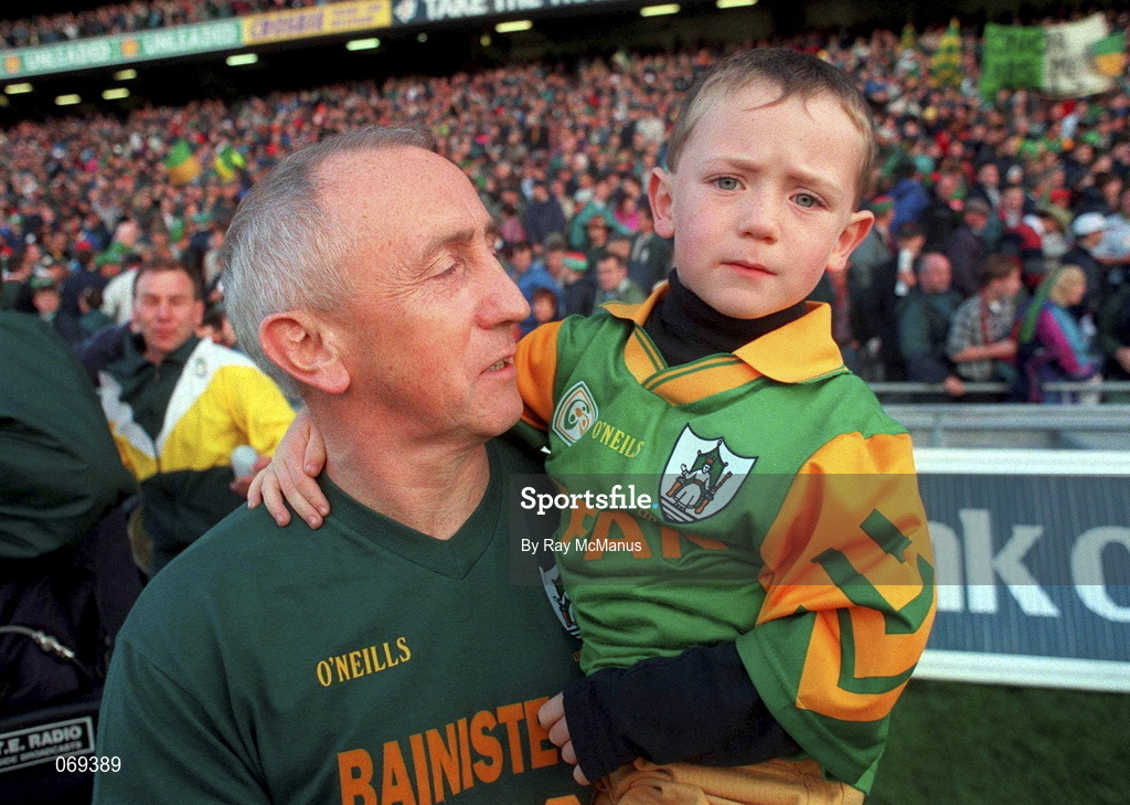 29 September 1996; Meath Manager Sean Boylan pictured with his son after the All-Ireland Senior Football Championship Final Replay match between Meath and Mayo at Croke Park in Dublin. Photo by Ray McManus/Sportsfile