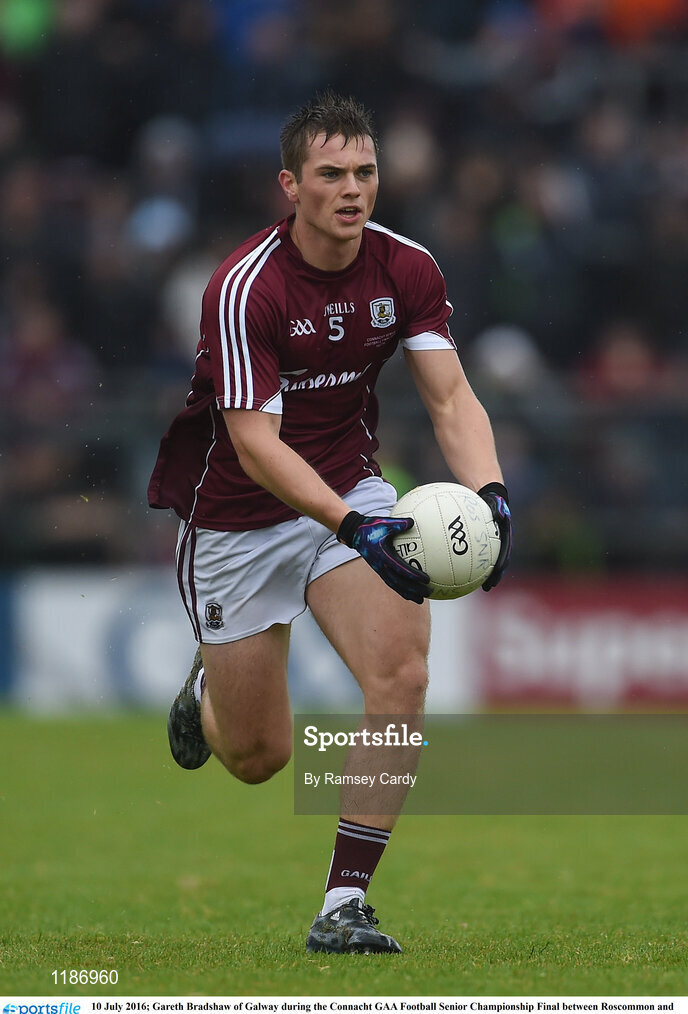 10 July 2016; Gareth Bradshaw of Galway during the Connacht GAA Football Senior Championship Final between Roscommon and Galway at Pearse Stadium in Galway. Photo by Ramsey Cardy/Sportsfile