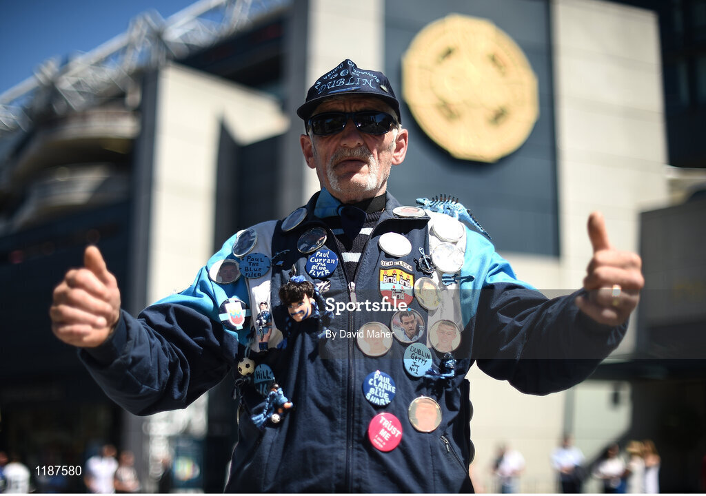 17 July 2016; Dublin supporter Jerry Gowran ahead of the Leinster GAA Football Senior Championship Final match between Dublin and Westmeath at Croke Park in Dubin. Photo by David Maher/Sportsfile