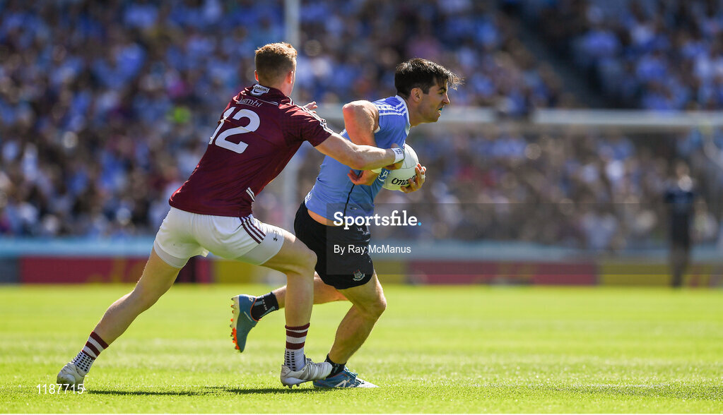 17 July 2016; Michael Darragh Macauley of Dublin in action against Ray Connellan of Westmeath during the Leinster GAA Football Senior Championship Final match between Dublin and Westmeath at Croke Park in Dubin. Photo by Ray McManus/Sportsfile