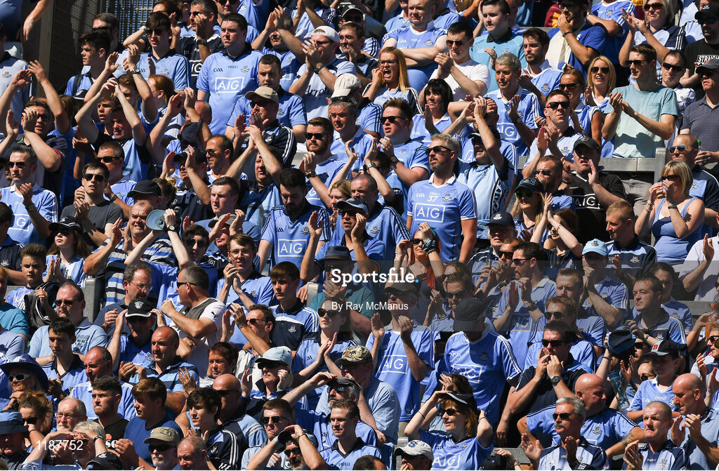 17 July 2016; Dublin supporters on Hill 16 before the Leinster GAA Football Senior Championship Final match between Dublin and Westmeath at Croke Park in Dubin. Photo by Ray McManus/Sportsfile