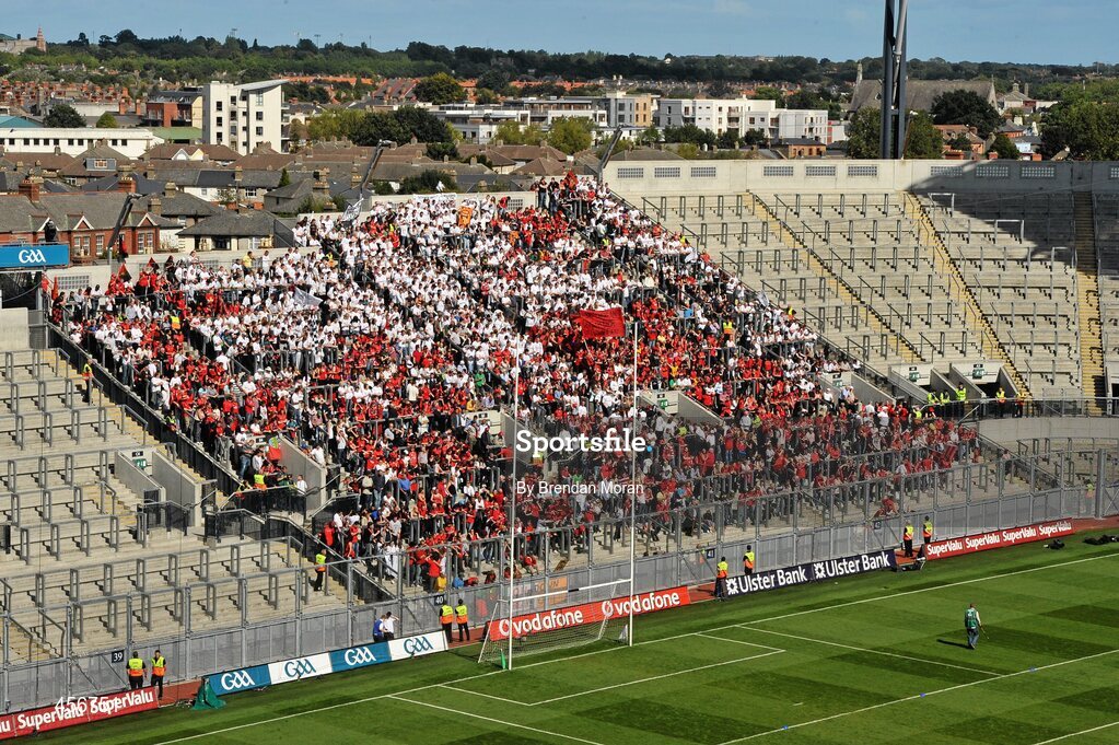 29 August 2010; Down and Kildare supporters in Hill 16 before the game. GAA Football All-Ireland Senior Championship Semi-Final, Kildare v Down, Croke Park, Dublin. Picture credit: Brendan Moran / SPORTSFILE