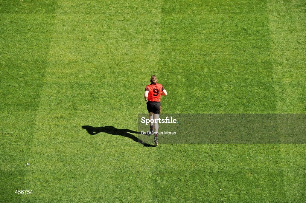 29 August 2010; Kalum King, Down, makes his way onto the pitch before the game. GAA Football All-Ireland Senior Championship Semi-Final, Kildare v Down, Croke Park, Dublin. Picture credit: Brendan Moran / SPORTSFILE