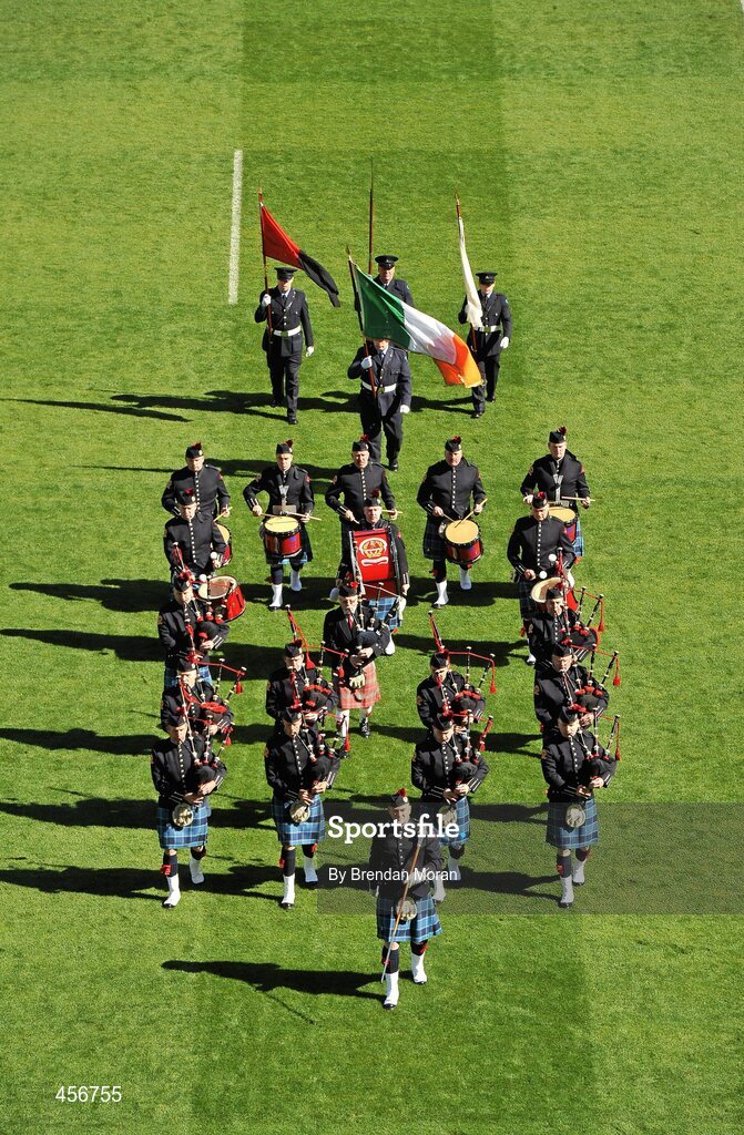 29 August 2010; The Dublin Fire Brigade band perform before the game. GAA Football All-Ireland Senior Championship Semi-Final, Kildare v Down, Croke Park, Dublin. Picture credit: Brendan Moran / SPORTSFILE
