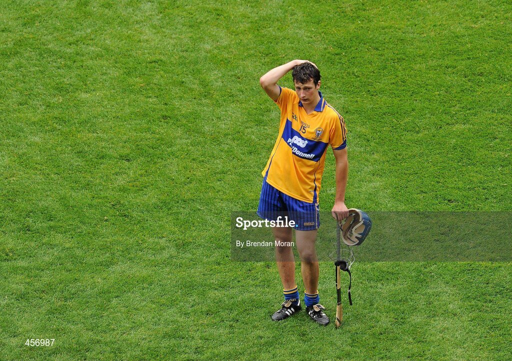 5 September 2010; Clare's Dáire Keane shows his disappointment after the final whistle ESB GAA Hurling All-Ireland Minor Championship Final, Kilkenny v Clare, Croke Park, Dublin. Picture credit: Brendan Moran / SPORTSFILE