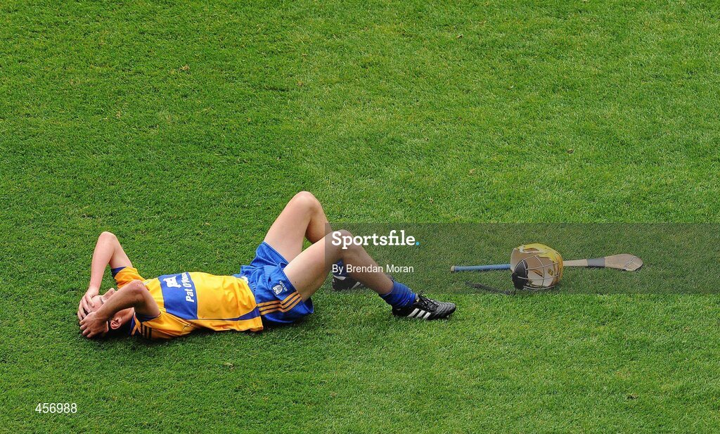 5 September 2010; A dejected Colm Galvin, Clare, at the final whistle. ESB GAA Hurling All-Ireland Minor Championship Final, Kilkenny v Clare, Croke Park, Dublin. Picture credit: Brendan Moran / SPORTSFILE