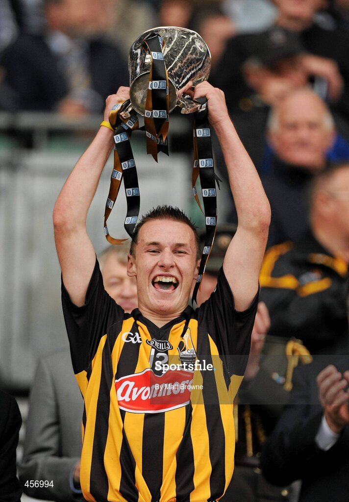 5 September 2010; Kilkenny captain Cillian Buckley lifts the Irish Press Cup. ESB GAA Hurling All-Ireland Minor Championship Final, Kilkenny v Clare, Croke Park, Dublin. Picture credit: Matt Browne / SPORTSFILE