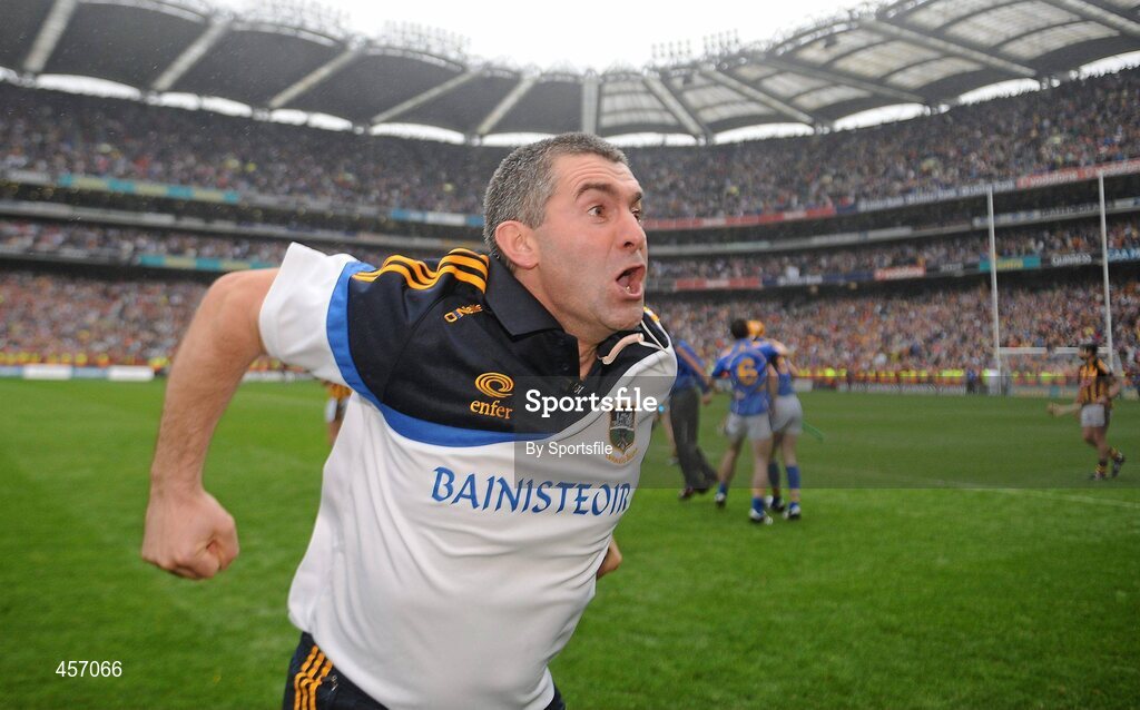 5 September 2010; Tipperary manager Liam Sheedy celebrates at the end of the game. GAA Hurling All-Ireland Senior Championship Final, Kilkenny v Tipperary, Croke Park, Dublin. Photo by Sportsfile