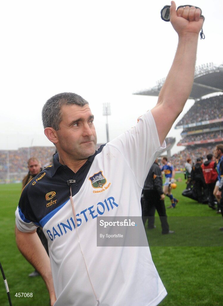 5 September 2010; Tipperary manager Liam Sheedy celebrates at the end of the game. GAA Hurling All-Ireland Senior Championship Final, Kilkenny v Tipperary, Croke Park, Dublin. Photo by Sportsfile