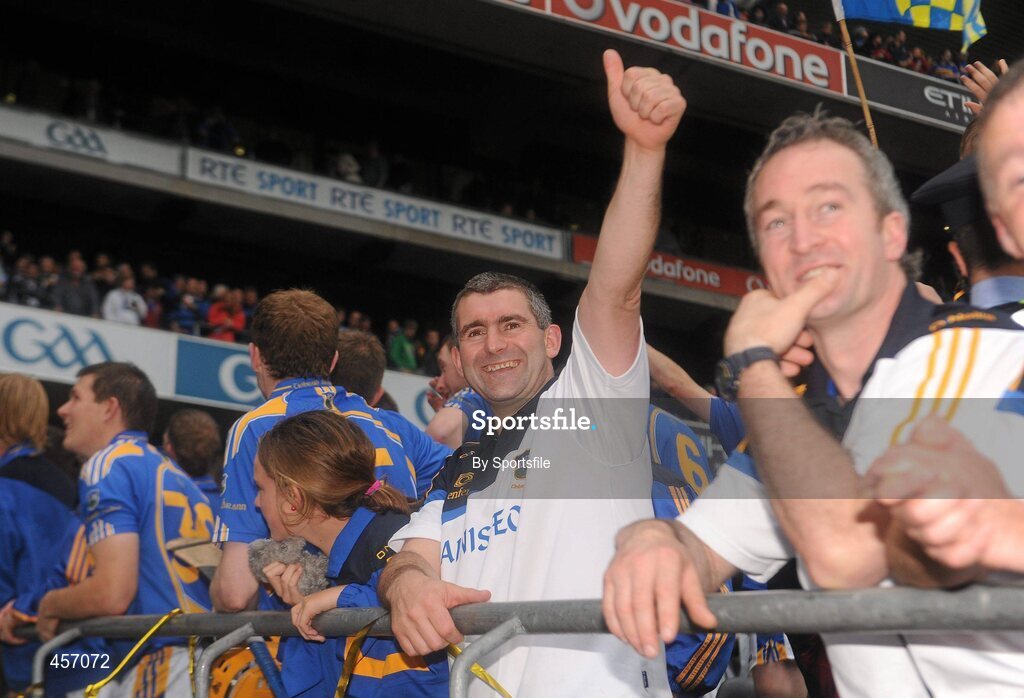 5 September 2010; Tipperary manager Liam Sheedy celebrates at the end of the game. GAA Hurling All-Ireland Senior Championship Final, Kilkenny v Tipperary, Croke Park, Dublin. Photo by Sportsfile