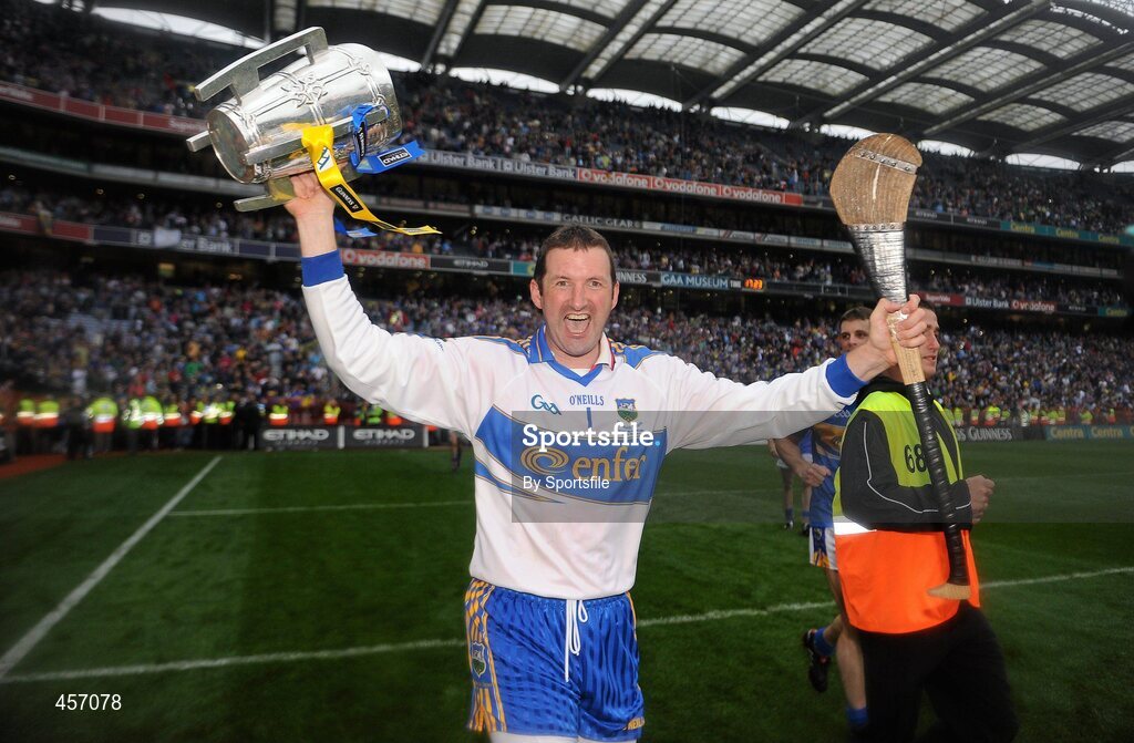5 September 2010; Tipperary's Brendan Cummins celebrates with the Liam MacCarthy cup after the game. GAA Hurling All-Ireland Senior Championship Final, Kilkenny v Tipperary, Croke Park, Dublin. Photo by Sportsfile