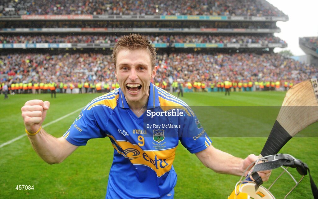 5 September 2010; Shane McGrath celebrates the Tipperary victory. GAA Hurling All-Ireland Senior Championship Final, Kilkenny v Tipperary, Croke Park, Dublin. Picture credit: Ray McManus / SPORTSFILE