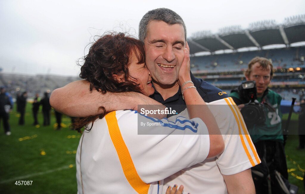 5 September 2010; Tipperary manager Liam Sheedy is embraced by his wife Margaret at the end of the game. GAA Hurling All-Ireland Senior Championship Final, Kilkenny v Tipperary, Croke Park, Dublin. Photo by Sportsfile