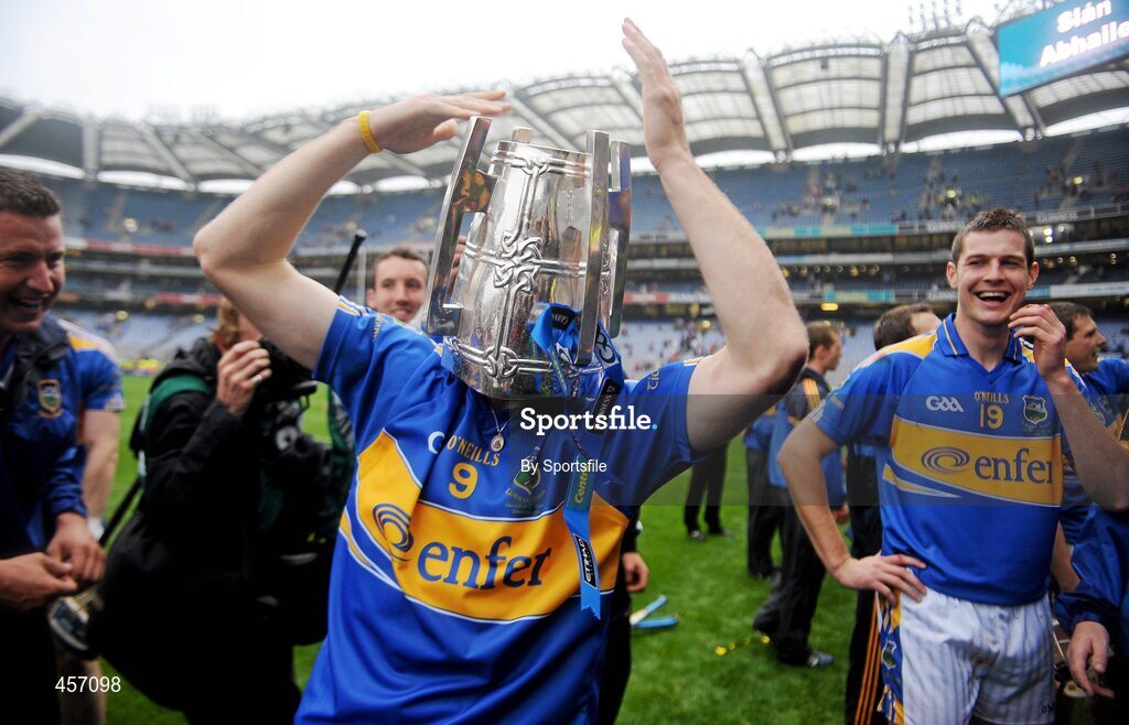 5 September 2010; Tipperary's Shane McGrath celebrates with the Liam MacCarthy cup after the game. GAA Hurling All-Ireland Senior Championship Final, Kilkenny v Tipperary, Croke Park, Dublin. Photo by Sportsfile