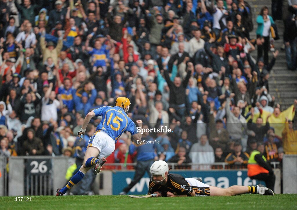 5 September 2010; Lar Corbett, Tipperary, celebrates after scoring his side's second goal. GAA Hurling All-Ireland Senior Championship Final, Kilkenny v Tipperary, Croke Park, Dublin. Photo by Sportsfile